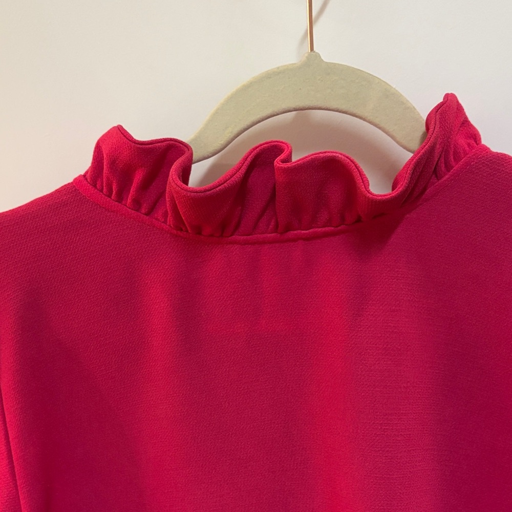 Women’s Ruffle-Neck Blouse - Pink - Picture 2 of 9